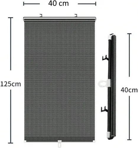 Солнцезащитная рулонная шторка козырек RolerProtect 40x125 см на колесиках для спальни и автомобиля, Автомобильные жалюзи роллет на окна Черная