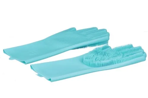 Рукавички губка з ворсинками для миття посуду, універсальні Kitchen Gloves, силіконові рукавички з щіткою для тварин, рукавички губки кухонні