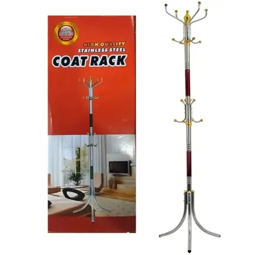 Напольная вертикальная вешалка тренога Coat Rack для верхней одежды 16 крючков, Переносная разборная металлическая стойка для сумочек и зонтов