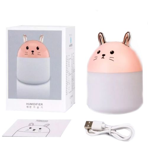 Настільний ультразвуковий зволожувач повітря нічник кролик Humidifier Rabbit ВА-12, портативний USB Арома-дифузор з підсвічуванням, нічник-зволожувач