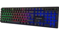 USB дротова геймерська комп'ютерна клавіатура Landslides KR - 6300 з RGB Led підсвічуванням ATLANFA AT-6300, повнорозмірна мембранна Чорна