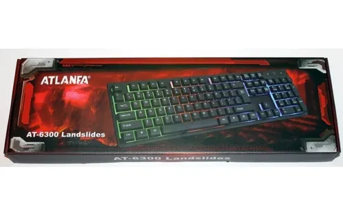 USB дротова геймерська комп'ютерна клавіатура Landslides KR - 6300 з RGB Led підсвічуванням ATLANFA AT-6300, повнорозмірна мембранна Чорна