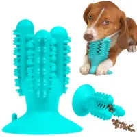 Жувальна іграшка для собак Bronzedog PetFun Dental кактус для чищення зубів на присосці з отвором для їжі, Зубна щітка для чищення Бронзедог