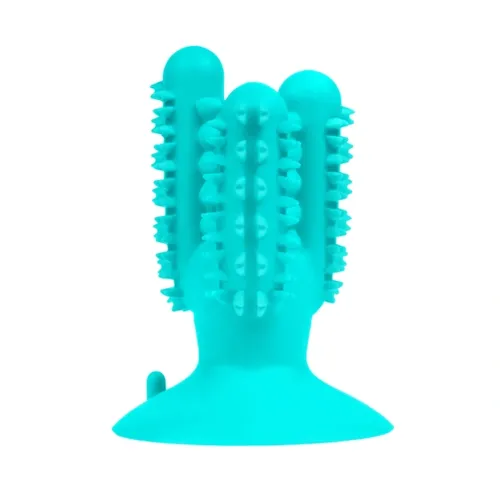 Жувальна іграшка для собак Bronzedog PetFun Dental кактус для чищення зубів на присосці з отвором для їжі, Зубна щітка для чищення Бронзедог