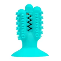 Жувальна іграшка для собак Bronzedog PetFun Dental кактус для чищення зубів на присосці з отвором для їжі, Зубна щітка для чищення Бронзедог