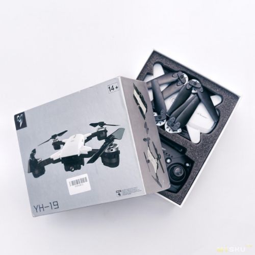 Складной радиоуправляемый квадрокоптер Drone YH-19 White, HD+ FPV с HD WI-FI камерой на пульте управления