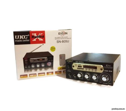 Стерео усилитель мощности звука UKC Xplod SN-805U 60W со встроенным медиаплеером и FM тюнером