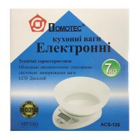 Електронні кухонні ваги Domotec MS - 126 з чашею до 7 кг ACS-126 / Matarix MX-407, кулінарні ваги Домотек для продуктів на батарейках білі