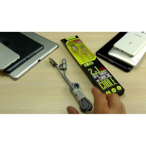 Кабель, шнур Awei CL-930C 2 в 1 Lightning и Micro USB, розовый