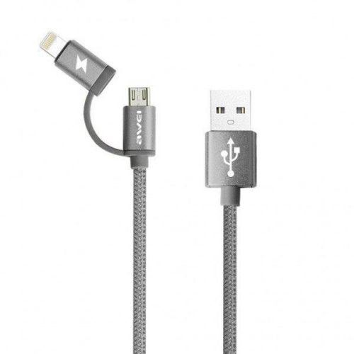 Кабель, шнур Awei CL-930C 2 в 1 Lightning и Micro USB, розовый