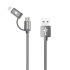 Кабель, шнур Awei CL-930C 2 в 1 Lightning і Micro USB, сріблястий