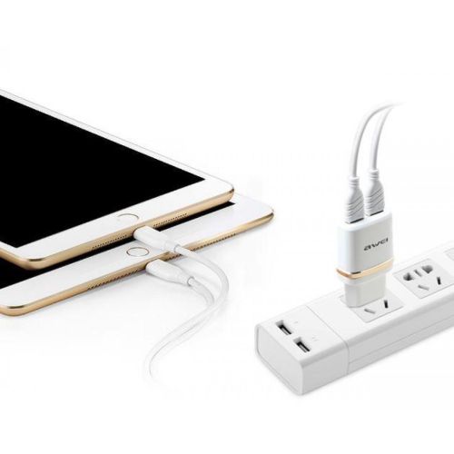 USB мережевий адаптер Awei C - 930 на 2 USB 5V, 2.1 A від мережі 220V