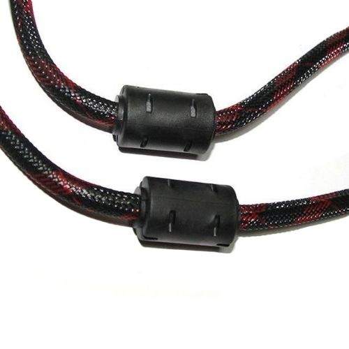 Посилений кабель Hdmi to Hdmi 3м 1080p в обмотці Кабель-подовжувач HDMI-HDMI 3M 3 m, 3 м для монітора і телевізора в обплетенні чорно червоний