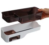 Прямокутна настінна полиця Wall-mounted shelf для ванної кімнати, навісний багатофункціональний органайзер для зберігання у ванну білий з чорним