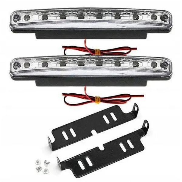 Светодиодные дневные ходовые огни DRL 8 LED 12v ДХО DR-2 030 Универсальные автомобильные светодиодные фары дневного света на 8 диодов 