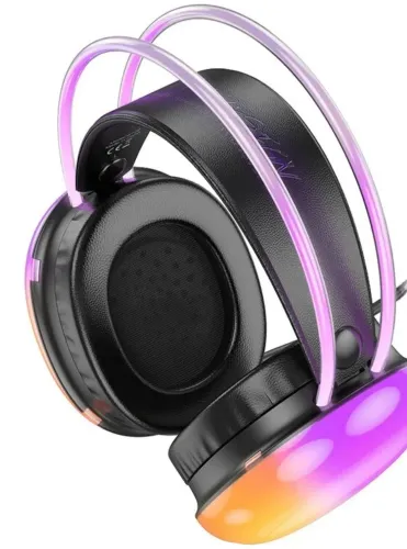 Накладные беспроводные наушники Bluetooth Welike WK-30 с RGB подсветкой Полноразмерные блютуз стереонаушники с портом AUX для компьютера и ноутбука
