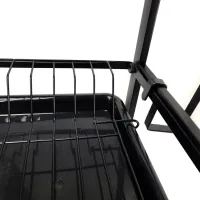 Металлическая двухъярусная сушилка органайзер Kitchen rack double deck MJ-4014 над раковиной, Стойка 2 яруса для сушки и хранения посуды с поддоном
