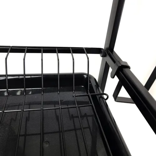Металлическая двухъярусная сушилка органайзер Kitchen rack double deck MJ-4014 над раковиной, Стойка 2 яруса для сушки и хранения посуды с поддоном