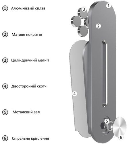 Магнітний тримач для телефону, планшета на ноутбук F11 Bracket складне магнітне кріплення з регулюванням висоти на бічну панель ноутбука F-11