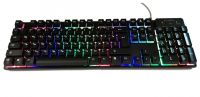 USB дротова геймерська комп'ютерна клавіатура Landslides KR - 6300 з RGB Led підсвічуванням ATLANFA AT-6300, повнорозмірна мембранна Чорна