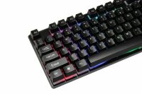 USB дротова геймерська комп'ютерна клавіатура Landslides KR - 6300 з RGB Led підсвічуванням ATLANFA AT-6300, повнорозмірна мембранна Чорна