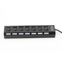 USB хаб Memos 7SW на 7 портів USB 2.0 Black, розгалужувач із кнопками on off HUB Чорний