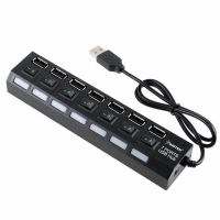 USB хаб Memos 7SW на 7 портів USB 2.0 Black, розгалужувач із кнопками on off HUB Чорний