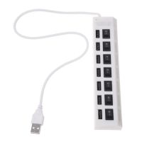 USB хаб Memos 7SW на 7 портів USB 2.0 White, розгалужувач із кнопками on off HUB білий
