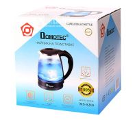 Скляний електрочайник Domotec MS-8210 Black 2200W 2.2 л, чайник електричний з кольоровою rgb підсвіткою