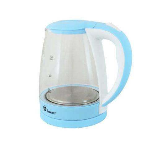 Скляний електрочайник Domotec MS-8214 Sky Blue 2200W 2.2 л, чайник електричний з кольоровою rgb підсвіткою