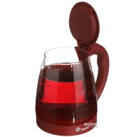 Скляний електрочайник Domotec MS-8213 Red 2200W 2.2 л, чайник електричний з кольоровою rgb підсвіткою
