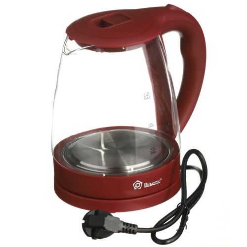 Скляний електрочайник Domotec MS-8213 Red 2200W 2.2 л, чайник електричний з кольоровою rgb підсвіткою