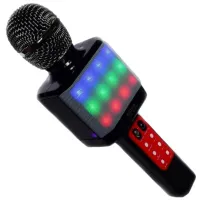 Беспроводной караоке микрофон WSTER WS-1828 Bluetooth USB AUX FM со встроенной колонкой и 4 тембрами голоса на аккумуляторе с динамиком WS1828 Черный