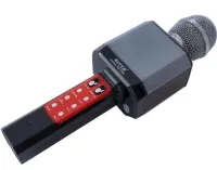 Беспроводной караоке микрофон WSTER WS-1828 Bluetooth USB AUX FM со встроенной колонкой и 4 тембрами голоса на аккумуляторе с динамиком WS1828 Черный