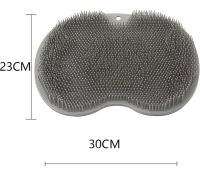 Силиконовый массажный коврик Чистюля щетка Shower Foot Scrubber Mat LY-379 Grey для спины и ног на присосках, Настенная нескользящая мочалка для душа Серая