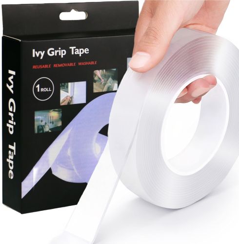 Многоразовая сверхпрочная крепежная гелиевая лента Ivy Grip Tape 1 м, Сверхсильная прозрачная двухсторонняя клейкая скотч 1 метр нано-лента