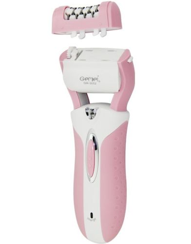 Бездротова електробритва Gemei GM-3052 Pro 3в1 з насадками пемза епілятор з подвійним лезом для зони бікіні та ніг, Жіноча бритва Gemmy Рожева