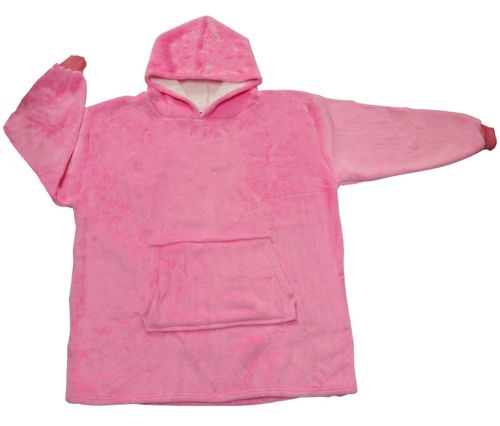 Толстовка-плед з капюшоном Huggle Hoodie Ultra Plush Blanket 2в1 унісекс оверсайз худі плюшевий плед з рукавами на флісі 74х110 см рожева