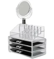 Настольный акриловый органайзер Cosmetic Box CX-8702 c зеркалом для косметики и мелочей JN-870, Косметический бокс с выдвижными ящиками JN-878