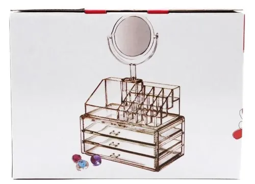 Настольный акриловый органайзер Cosmetic Box CX-8702 c зеркалом для косметики и мелочей JN-870, Косметический бокс с выдвижными ящиками JN-878