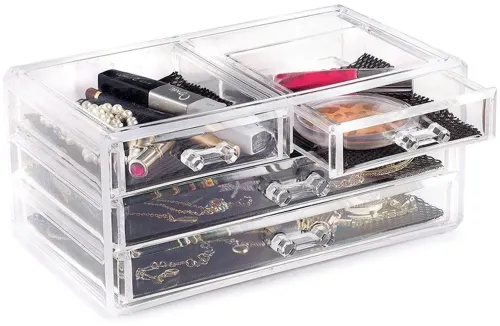Настільний акриловий органайзер акриловий Cosmetic Storage Box для косметики і дрібниць, косметичний бокс з висувними ящиками прозорий