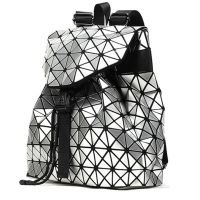 Спортивний жіночий геометричний рюкзак, Bao Bao Geometric Issey Miyake Silver Style, Маленький модний сріблястий портфель Бао Бао з екошкіри