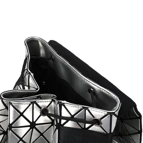 Спортивний жіночий геометричний рюкзак, Bao Bao Geometric Issey Miyake Silver Style, Маленький модний сріблястий портфель Бао Бао з екошкіри