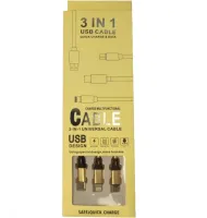 Потрійний зарядний USB кабель Proda Azeada Cavalry PD-B92th 3в1 Micro-USB, Type-C, Lightning для зарядки телефону 1.5 м, Зарядка шнур 2.4 А Золотий