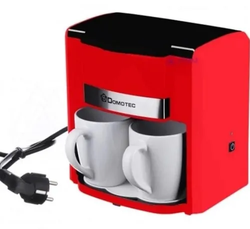 Капельная кофеварка на две чашки Domotec MS-0705 c 2 керамическими чашками, Домашняя электрическая кофемашина для чая и кофе на 0.3 л 500W Красная