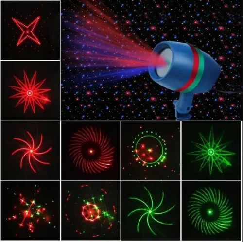 Цветной уличный лазерный проектор Star Shower Motion Laser Light для украшения дома и улицы, Новогодняя уличная лазерная подсветка 12 программ