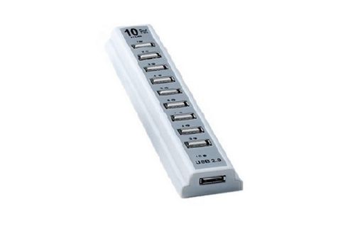 Активний USB хаб Digital White на 10 портів розгалужувач із блоком живлення білий