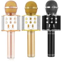 Бездротовий караоке мікрофон WSTER WS-858 Bluetooth USB AUX FM з вбудованим динаміком 5W, блютуз мікрофон з регулятором гучності Q858 для співу
