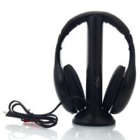Наушники с микрофоном беспроводные 5 в 1 MH2001 Black + FM радио Wireless,  mp3 pc tv,
