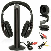 Наушники с микрофоном беспроводные 5 в 1 MH2001 Black + FM радио Wireless,  mp3 pc tv,